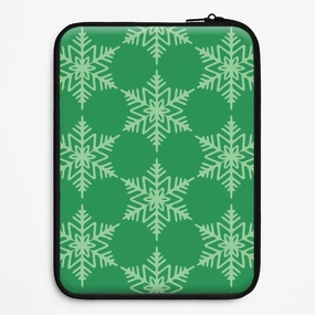 Hybrid Build Texture Green Giant Snowflakes Christmas Pattern Laptop Sleeve