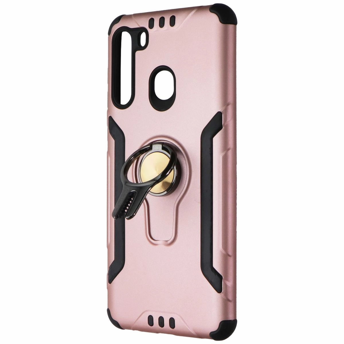 simple design ASMYNA Hybrid Ring Case with Kickstand for Samsung Galaxy A21 - Rose Gold