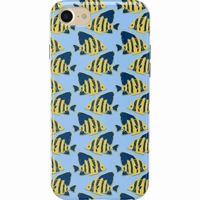 Something's Fishy | Navy Blue & Yellow Fish Print Case Rugged Detail Layer