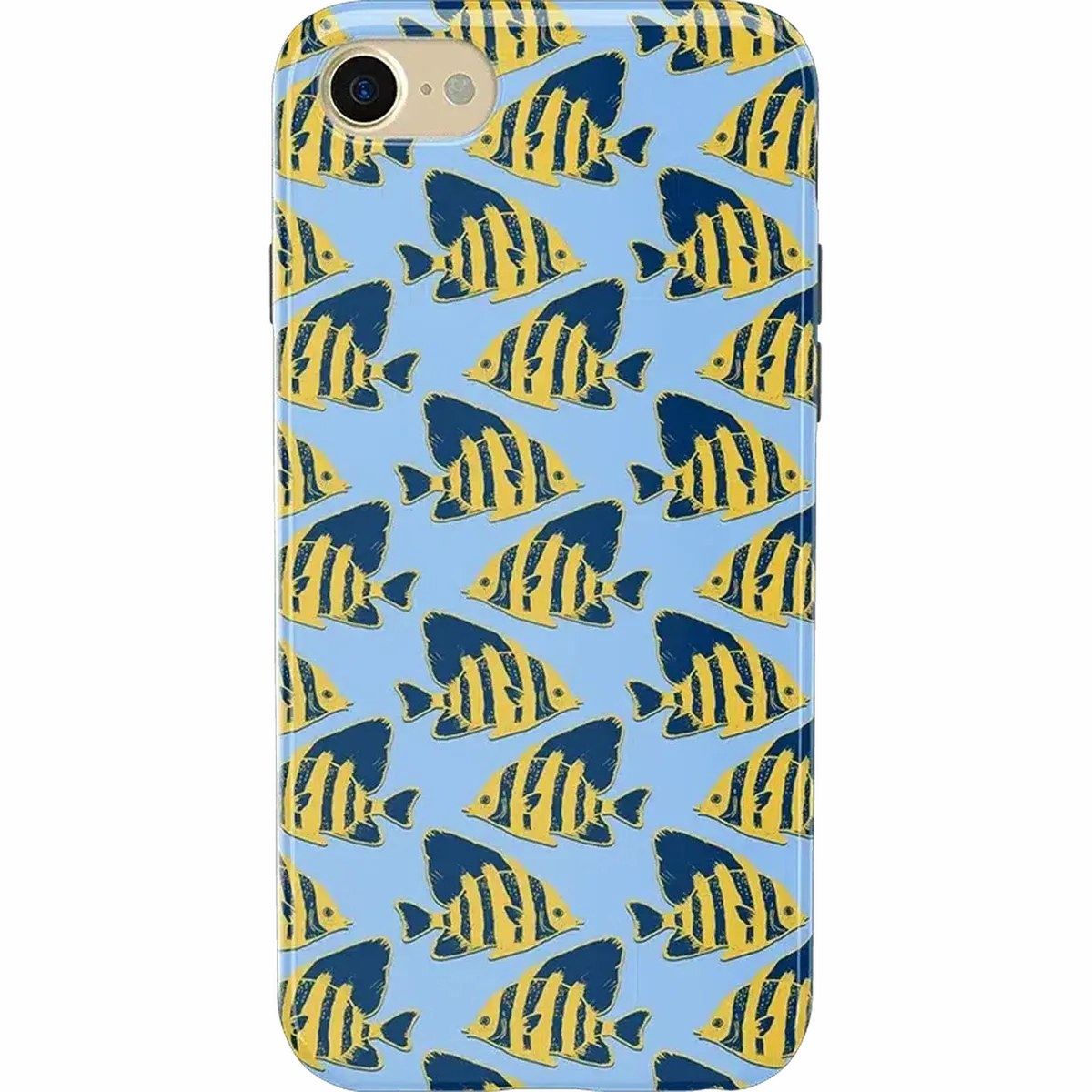 Something's Fishy | Navy Blue & Yellow Fish Print Case Rugged Detail Layer