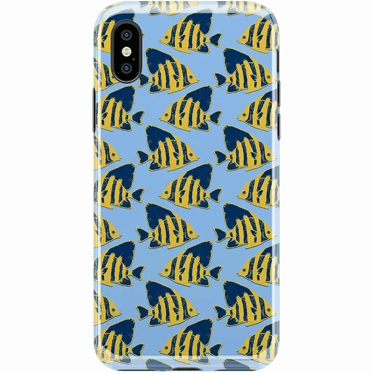 Something's Fishy | Navy Blue & Yellow Fish Print Case Modern Accessory Matte Texture Design