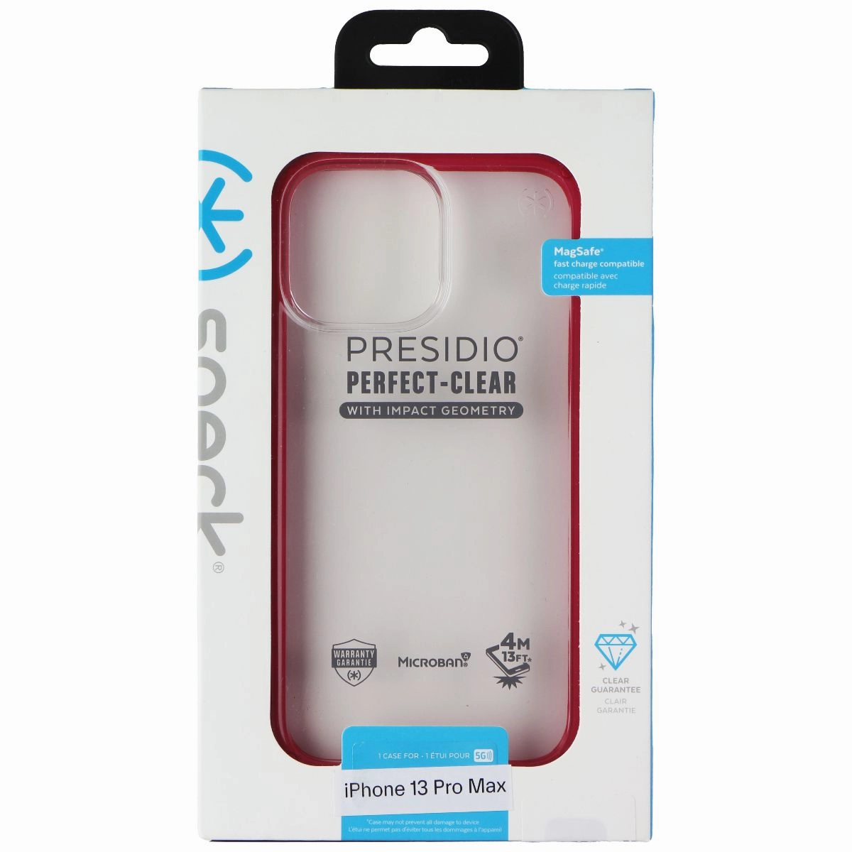 Matte Shield Layer Speck Presidio Perfect-Clear Case for Apple iPhone 13 Pro Max - Red / Clear