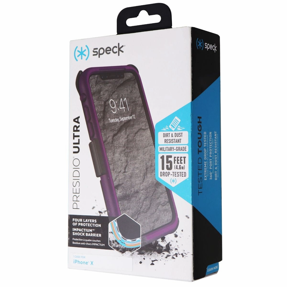 Comfort Layer Texture Speck Presidio Ultra Series Case and Holster for Apple iPhone XS/X - Purple/Pink