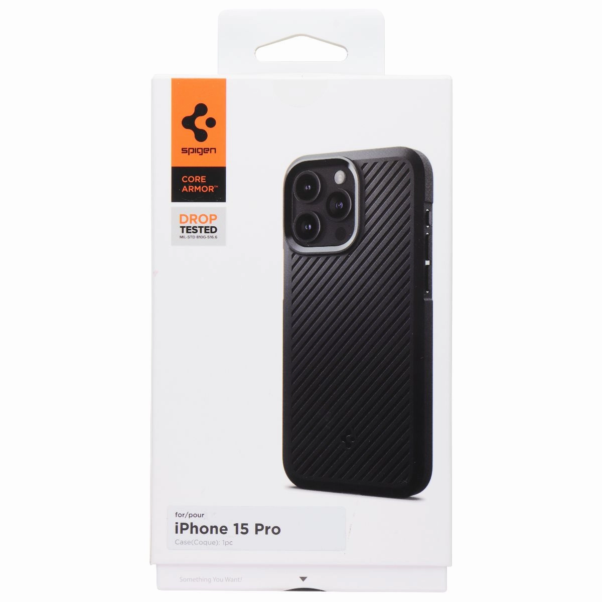 Spigen Core Armor Phone Case for iPhone 15 Pro - Black Shock Surface Smooth Surface Layer