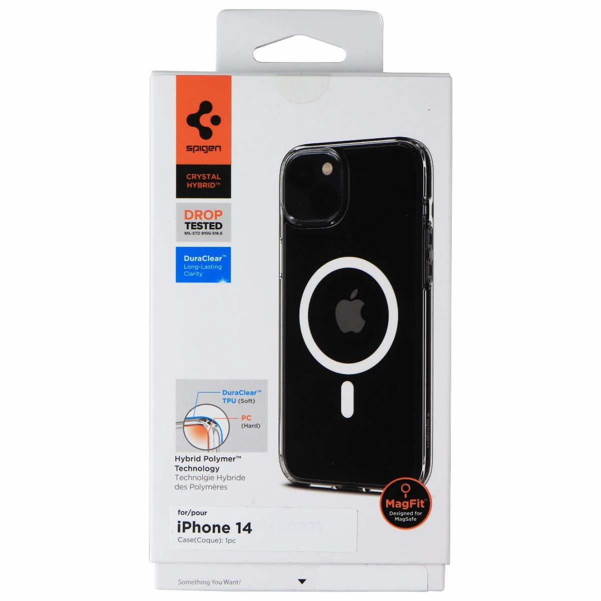 Durable Look Modern Frame Spigen Crystal Hybrid MagFit Case for iPhone 14 - Frost Clear