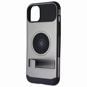 Matte Texture Design Hybrid Texture Spigen Slim Armor Case with Kickstand for Apple iPhone 15 Plus - Gunmetal