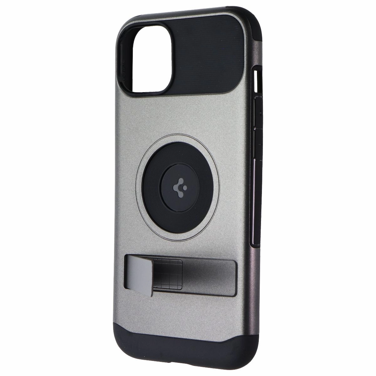 Matte Texture Design Hybrid Texture Spigen Slim Armor Case with Kickstand for Apple iPhone 15 Plus - Gunmetal