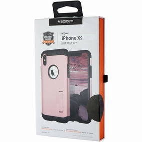 Premium Form Spigen Slim Armor Dual Layer Case for Apple iPhone Xs/X - Rose Gold/Black