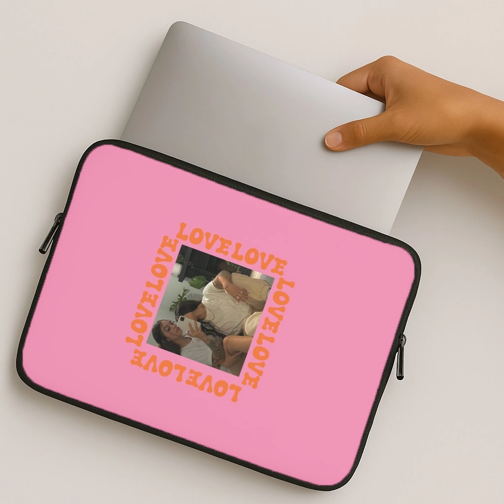 Stylish Detail Love, Love, Love - Personalised Couples Laptop Sleeve