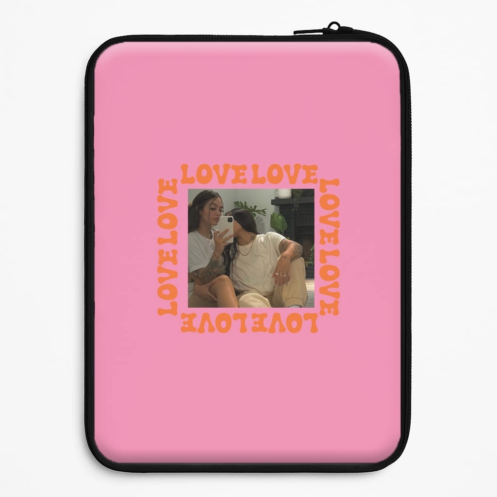 Love, Love, Love - Personalised Couples Laptop Sleeve Rugged Edge Texture