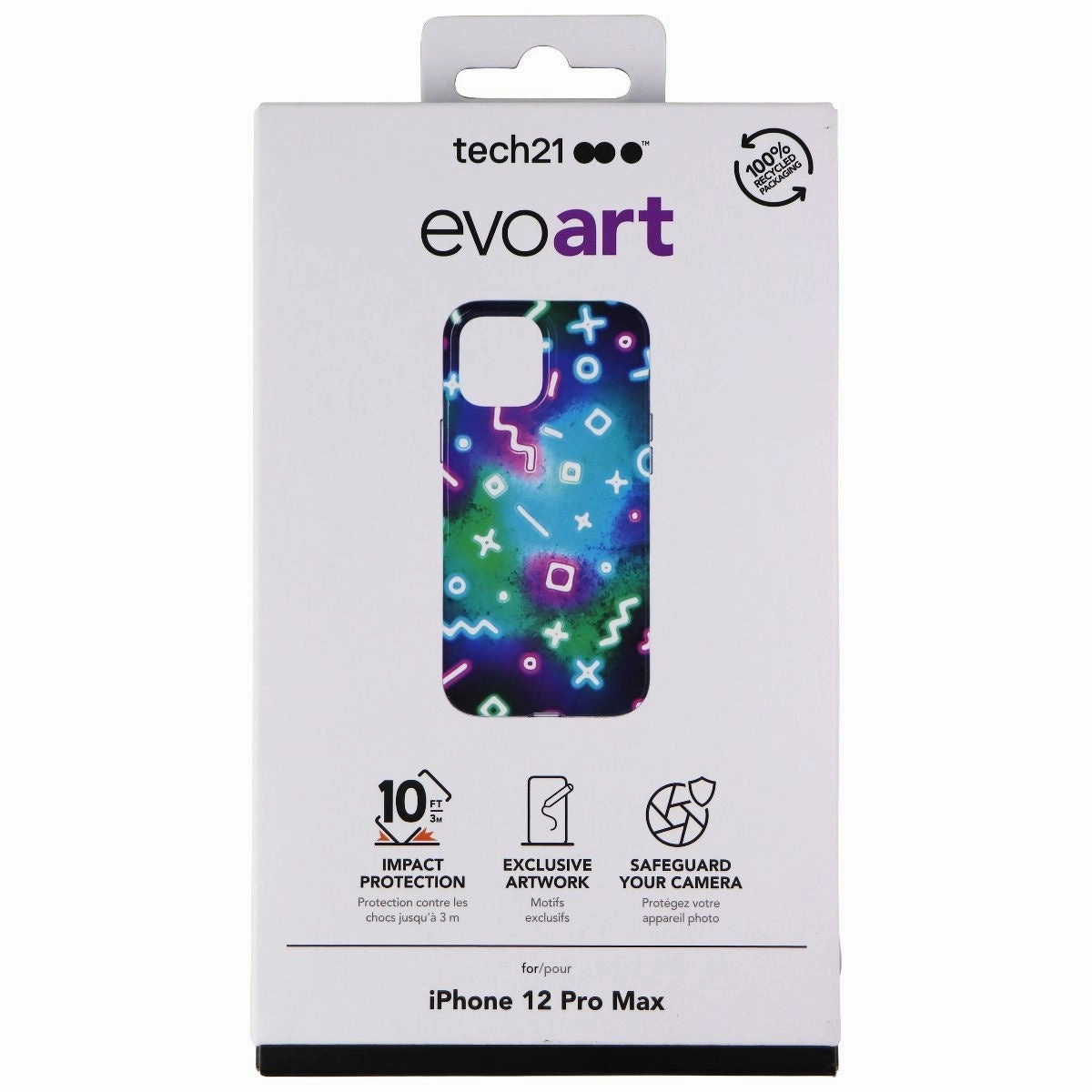 Tech21 Evo Art Series Hardshell Case for Apple iPhone 12 Pro Max - Neon Lights Soft Shape Protective Corners
