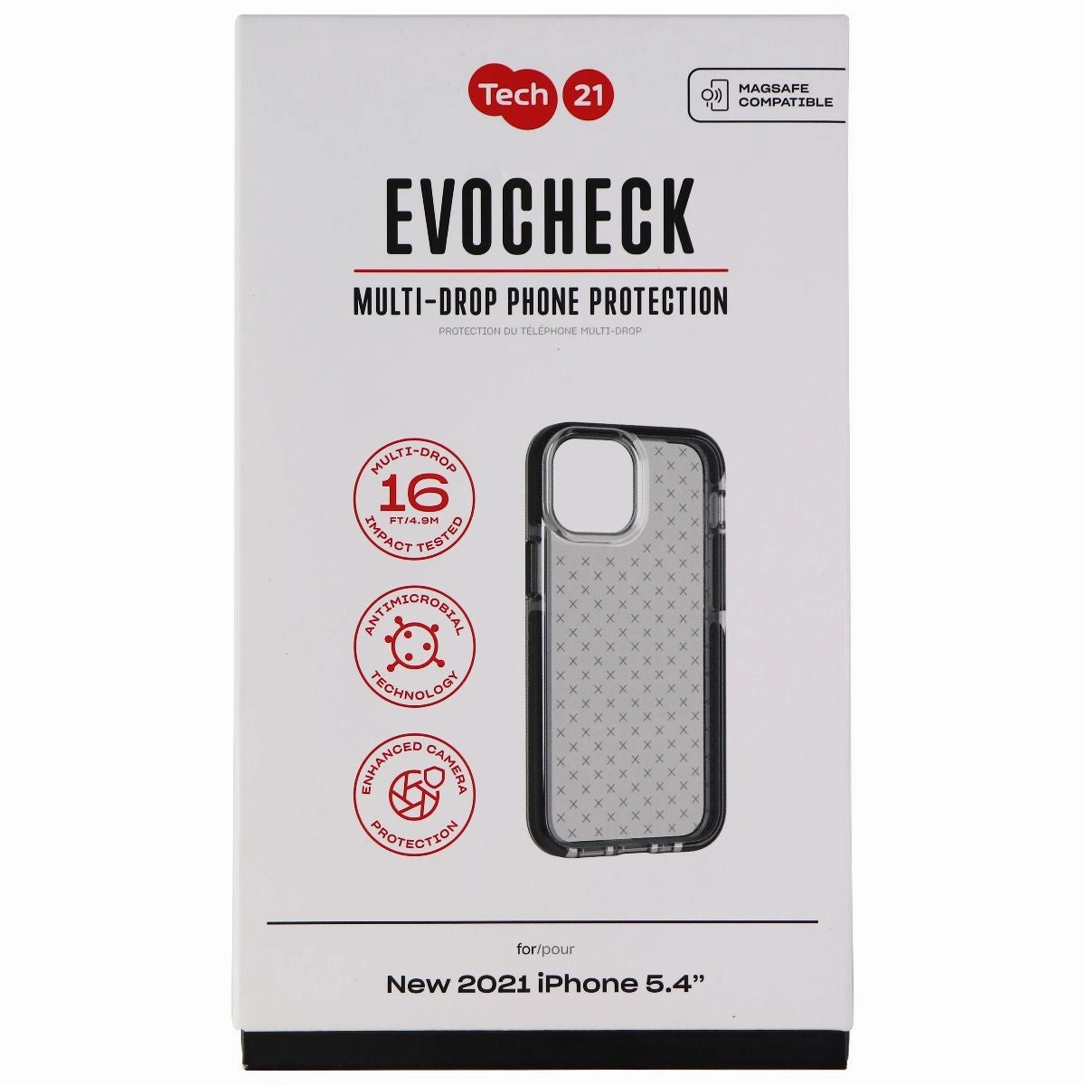 Tech21 Evo Check Series Flexible Gel Case for Apple iPhone 13 mini - Black Hand Friendly Polished Texture Finish