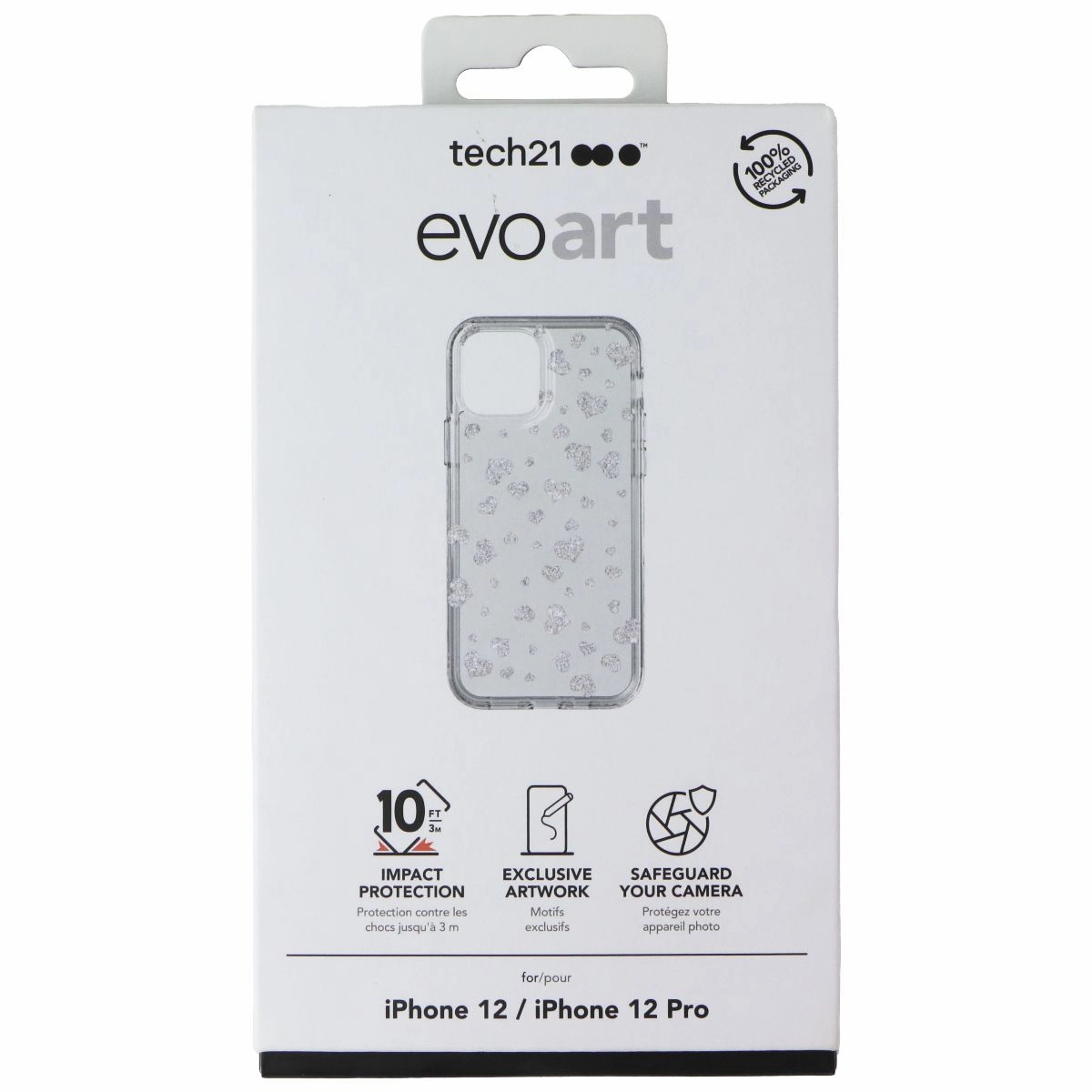 Urban Minimalism Slim Profiled Tech21 EvoArt Phone Case for Apple iPhone 12 / 12 Pro - Hearts / Clear