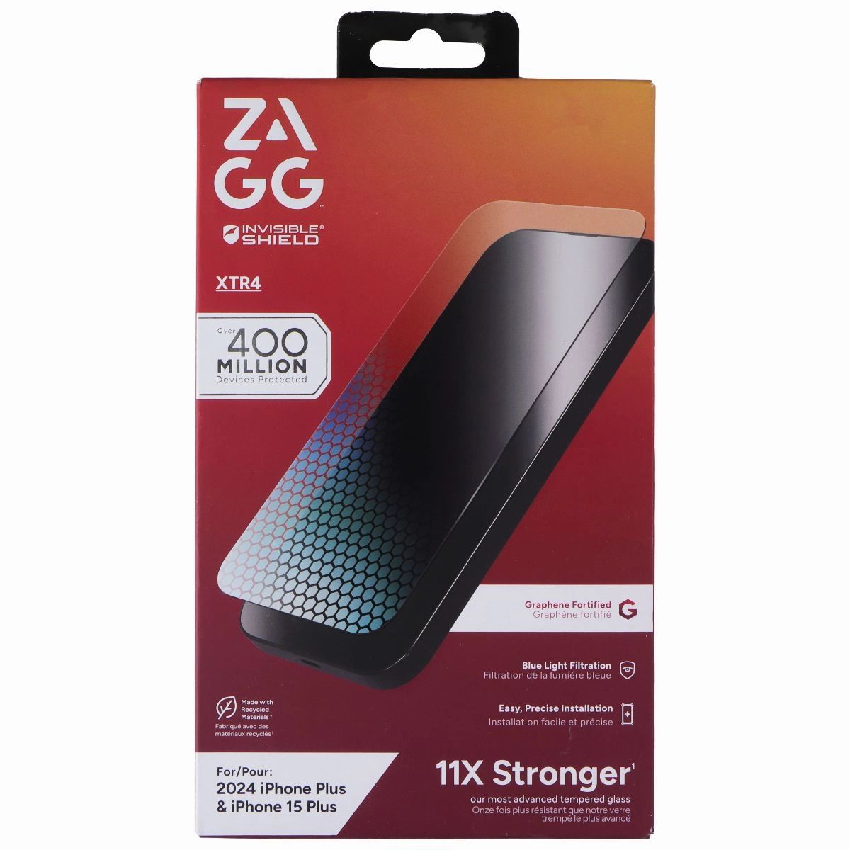 ZAGG Invisible Shield XTR4 Screen Protector for Apple iPhone 16 Plus / 15 Plus Home use Universal Fit Design