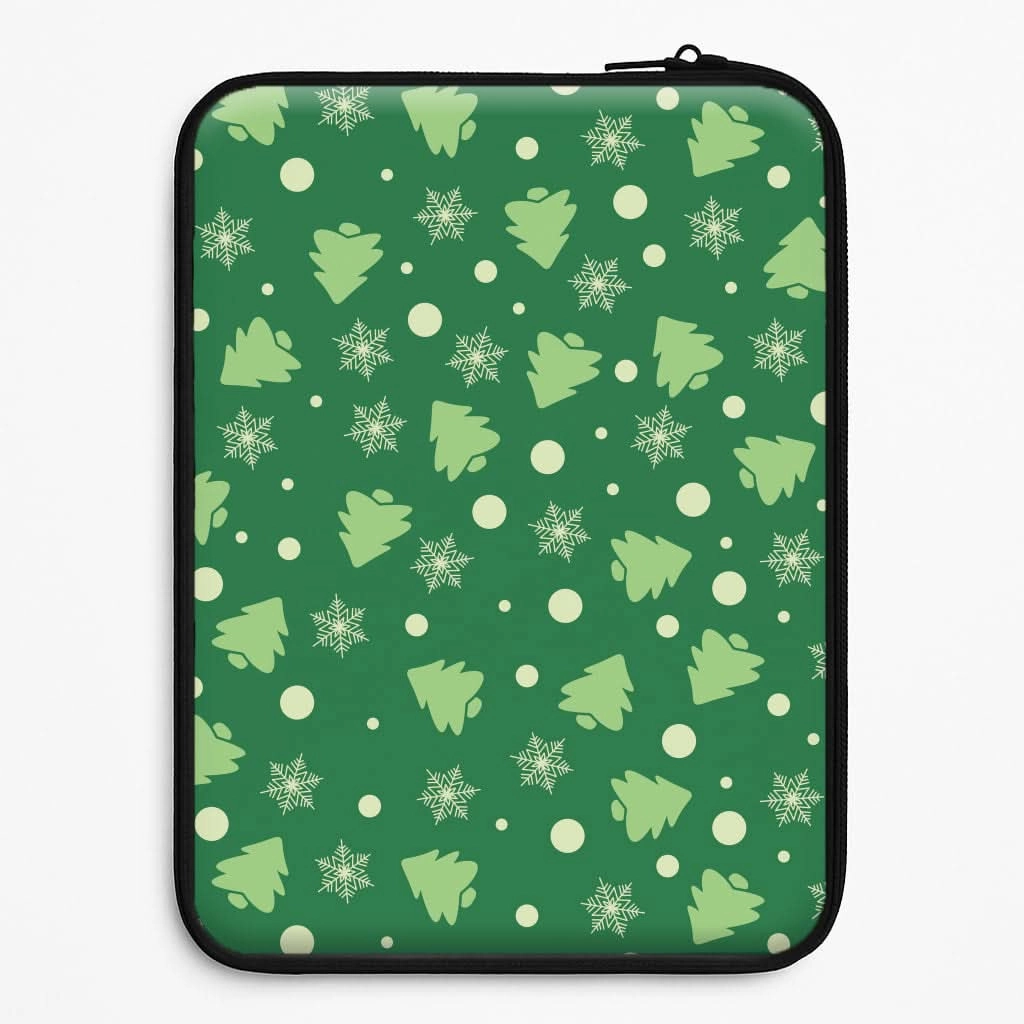 Soft Grip Cartoon Christmas Trees And Snowflakes Pattern Laptop Sleeve