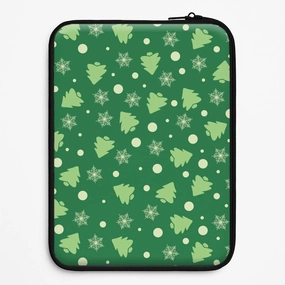 Soft Grip Cartoon Christmas Trees And Snowflakes Pattern Laptop Sleeve