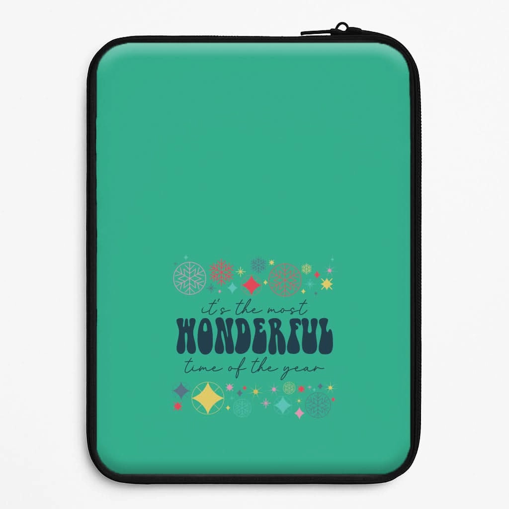 Modern Surface Design Elegant Accent The Most Wonderful Time Of The Year Geometric Laptop Sleeve