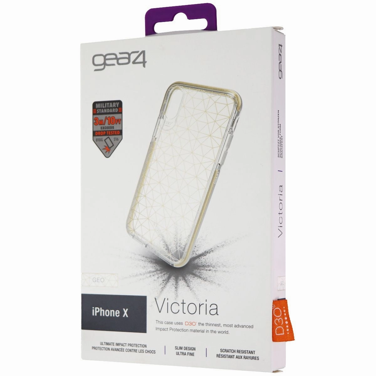 Anti Scratch Layer The ZAGG Victoria Case for Apple iPhone Xs & X - Geometric Gold / Clear