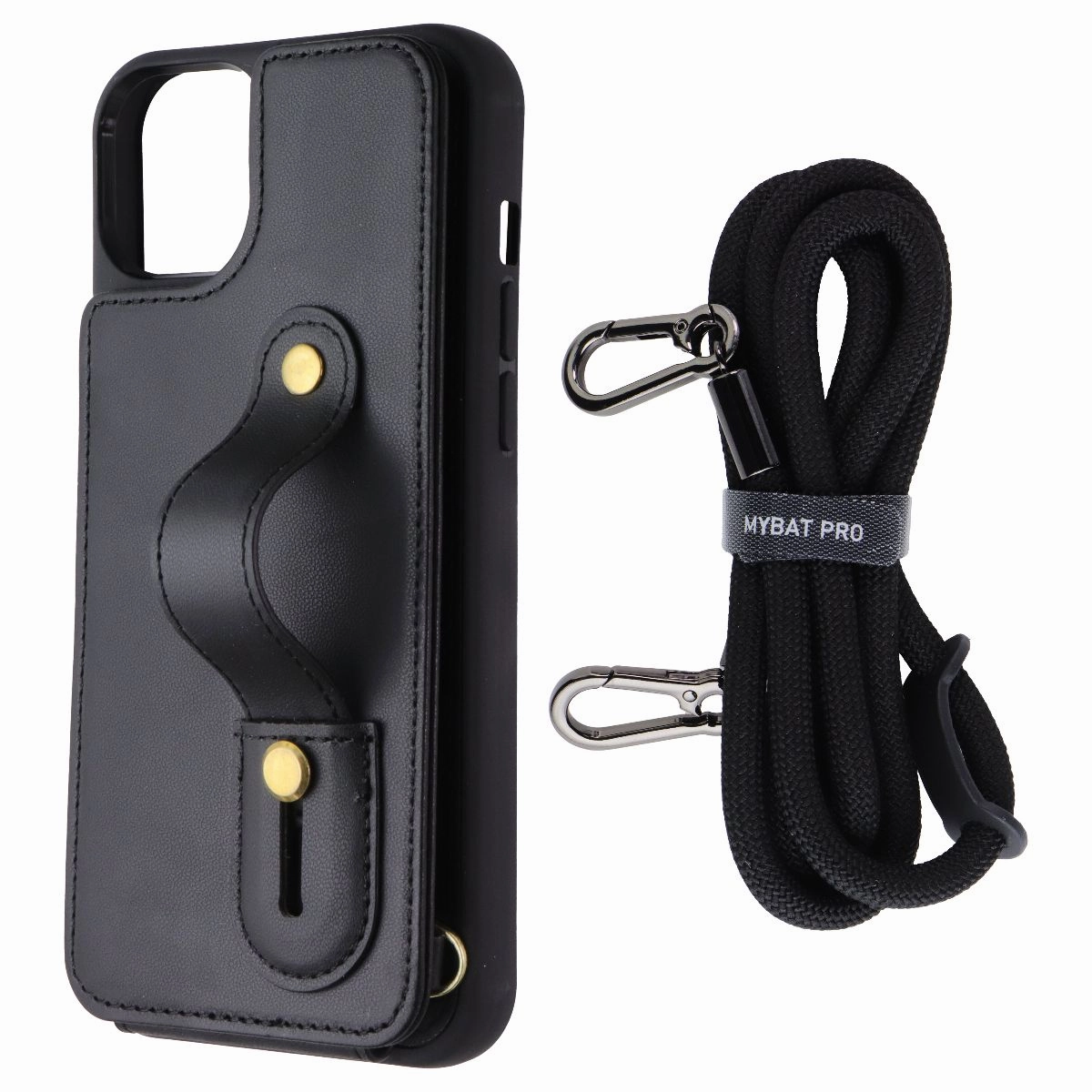 Protective Material Mybat Pro Clutch Series Crossbody Wallet Case for Apple iPhone 15 Plus - Black