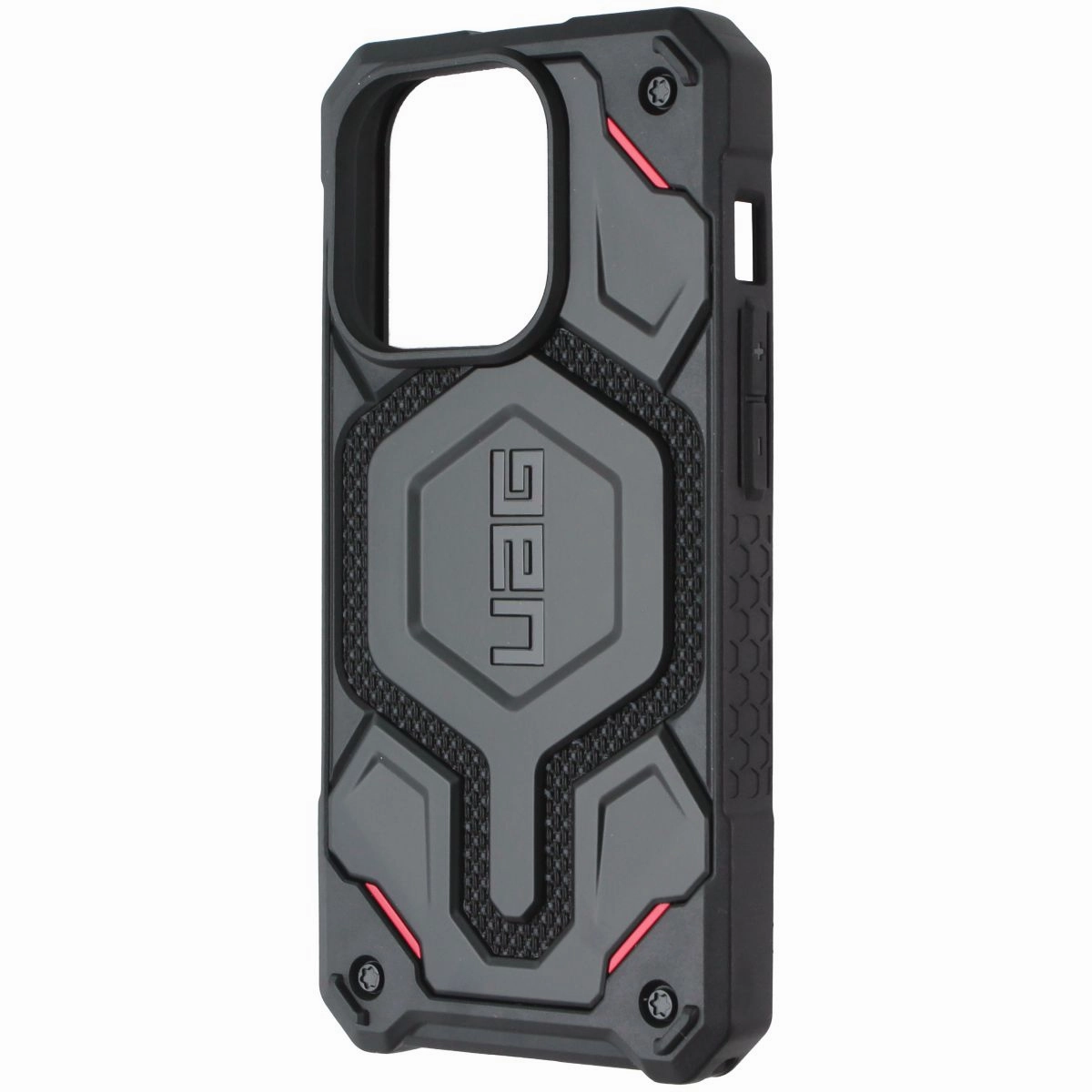 UAG Monarch Pro Case for MagSafe for Apple iPhone 15 Pro - Kevlar Black/Red Soft Protection Edge Ergonomic grip