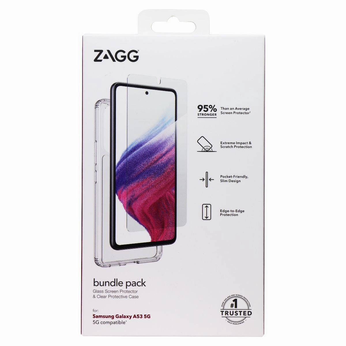Durable Material ZAGG Bundle Pack Glass & Protective Case for Samsung Galaxy A53 5G - Clear