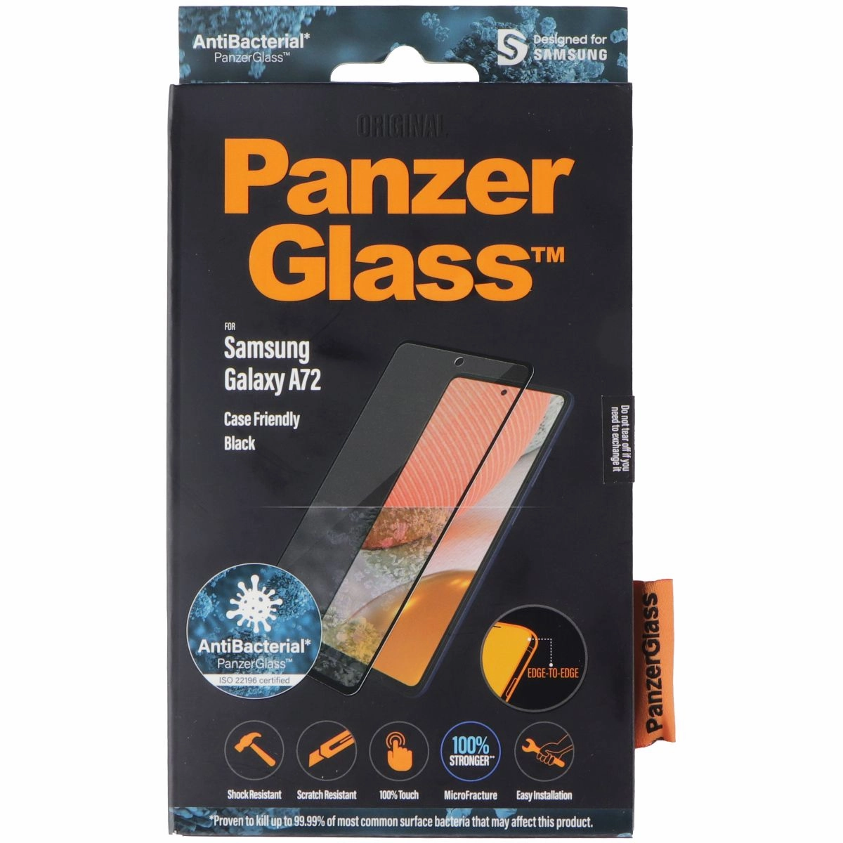 PanzerGlass Original Screen Protector for Samsung Galaxy A72 - Black HD Display Protector