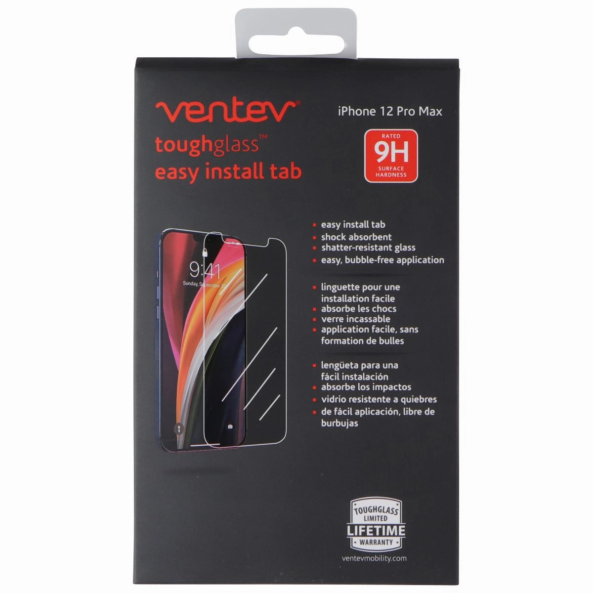 Ventev Tough Glass w/ Easy Install Tab Screen Protector for iPhone 12 Pro Max adult use