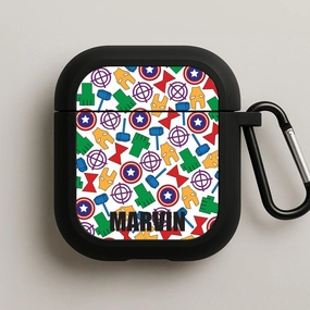 Durable Grip Texture Lightweight Gadget Holder Icon Pattern - Personalised Superhero Comic AirPods Case