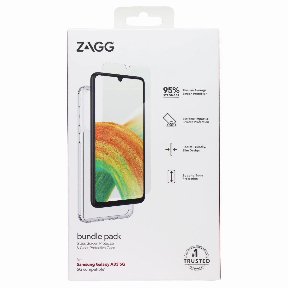 student use Screen Protector Ultra Max Elite Max ZAGG Bundle Pack Glass & Protective Case for Samsung Galaxy A33 5G - Clear