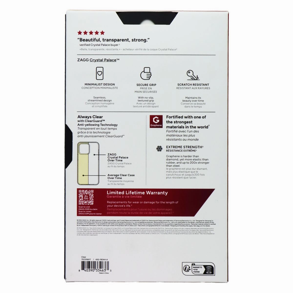 Soft Feel Gift Choice ZAGG Crystal Palace Case for Samsung Galaxy S24 FE - Clear