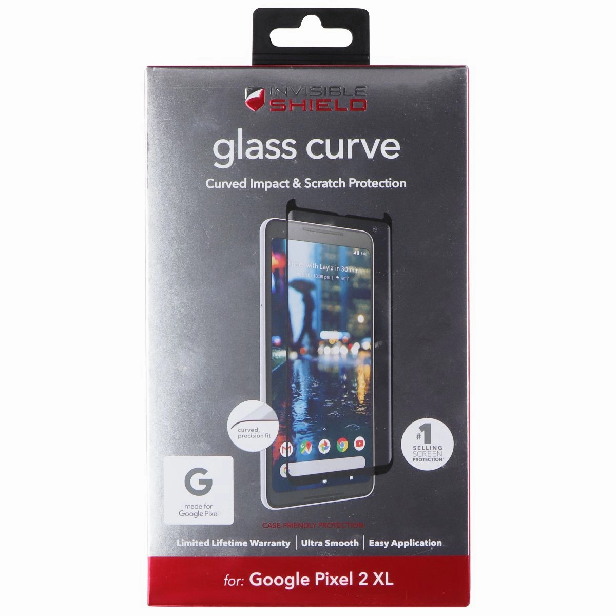 ZAGG Glass Curved Screen Protector for Google Pixel 2 XL - Clear Screen Protector Elite Plus