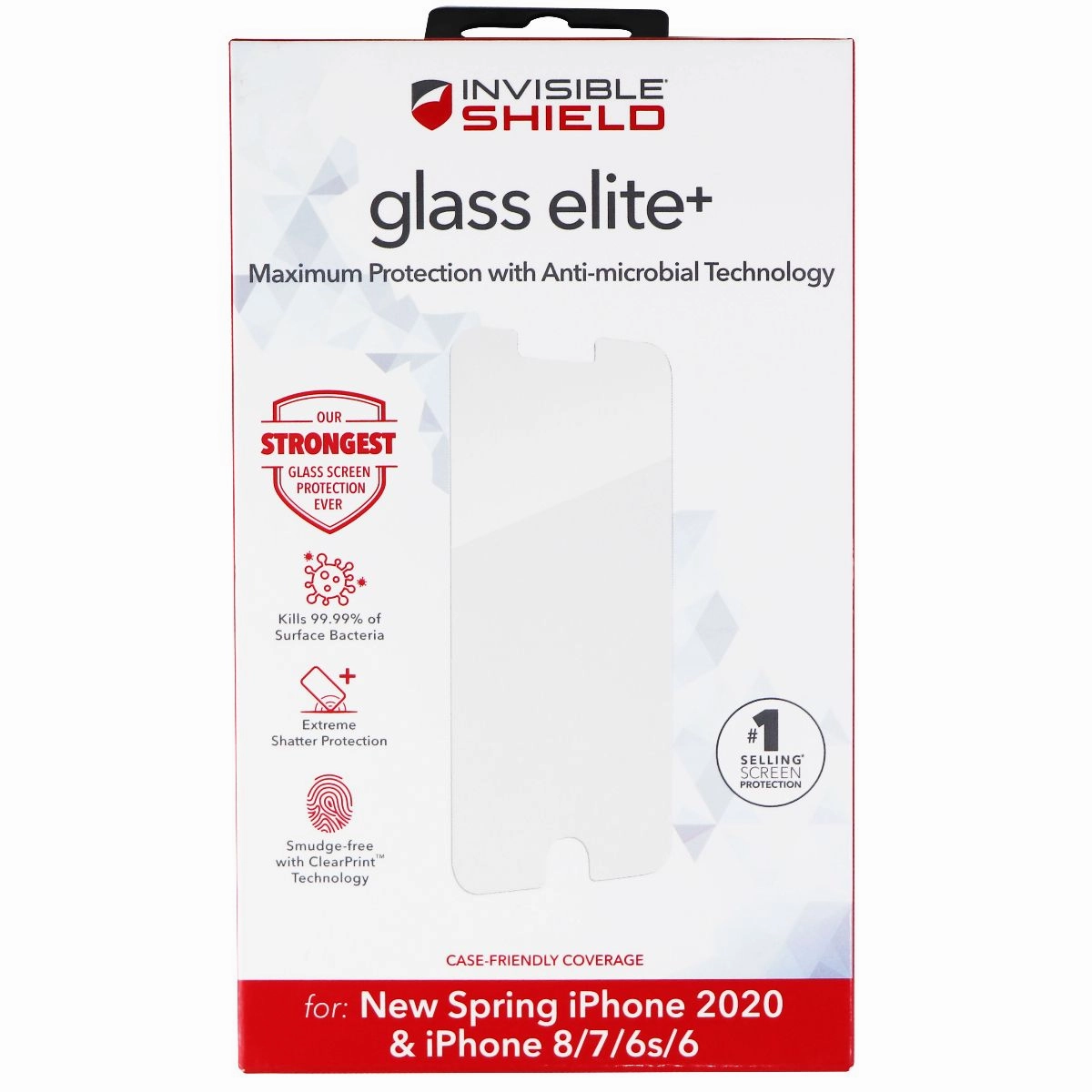 ZAGG Invisible Shield Elite  Glass Screen Protector for iPhone 8/7/6s/6 - Clear Screen Armor Elite Ultra Plus