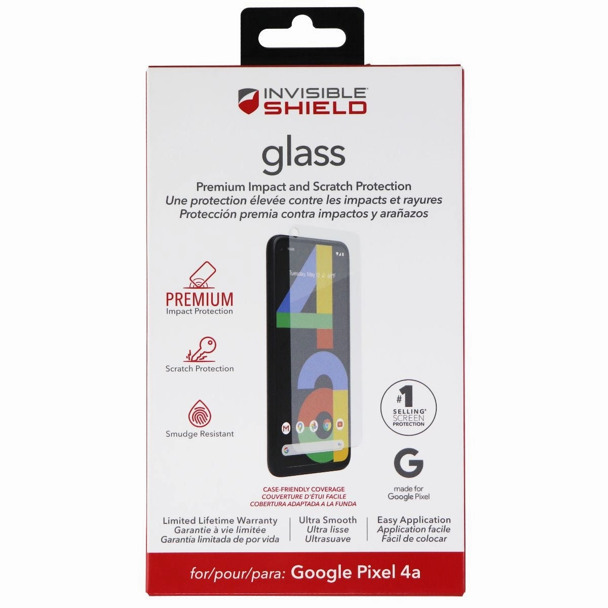 ZAGG Invisible Shield Glass Screen Protector for Google Pixel 4a - Clear office laptop screen guard Ultra Smooth