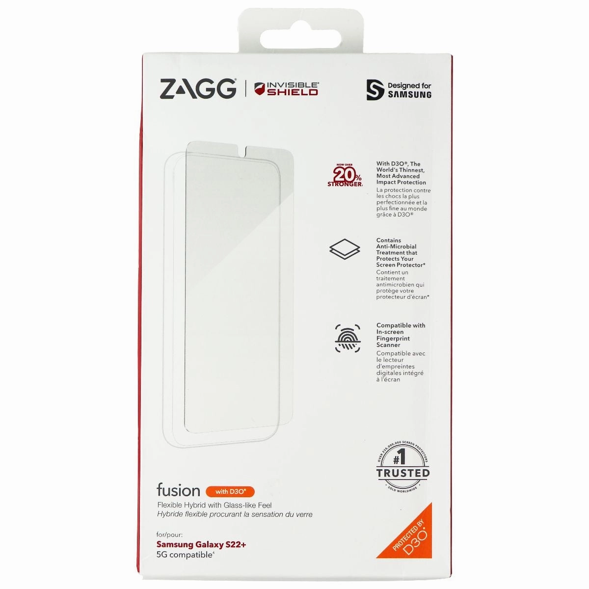 durable tempered glass ZAGG InvisibleShield Fusion Screen Protector with D3O for Samsung Galaxy S22  5G