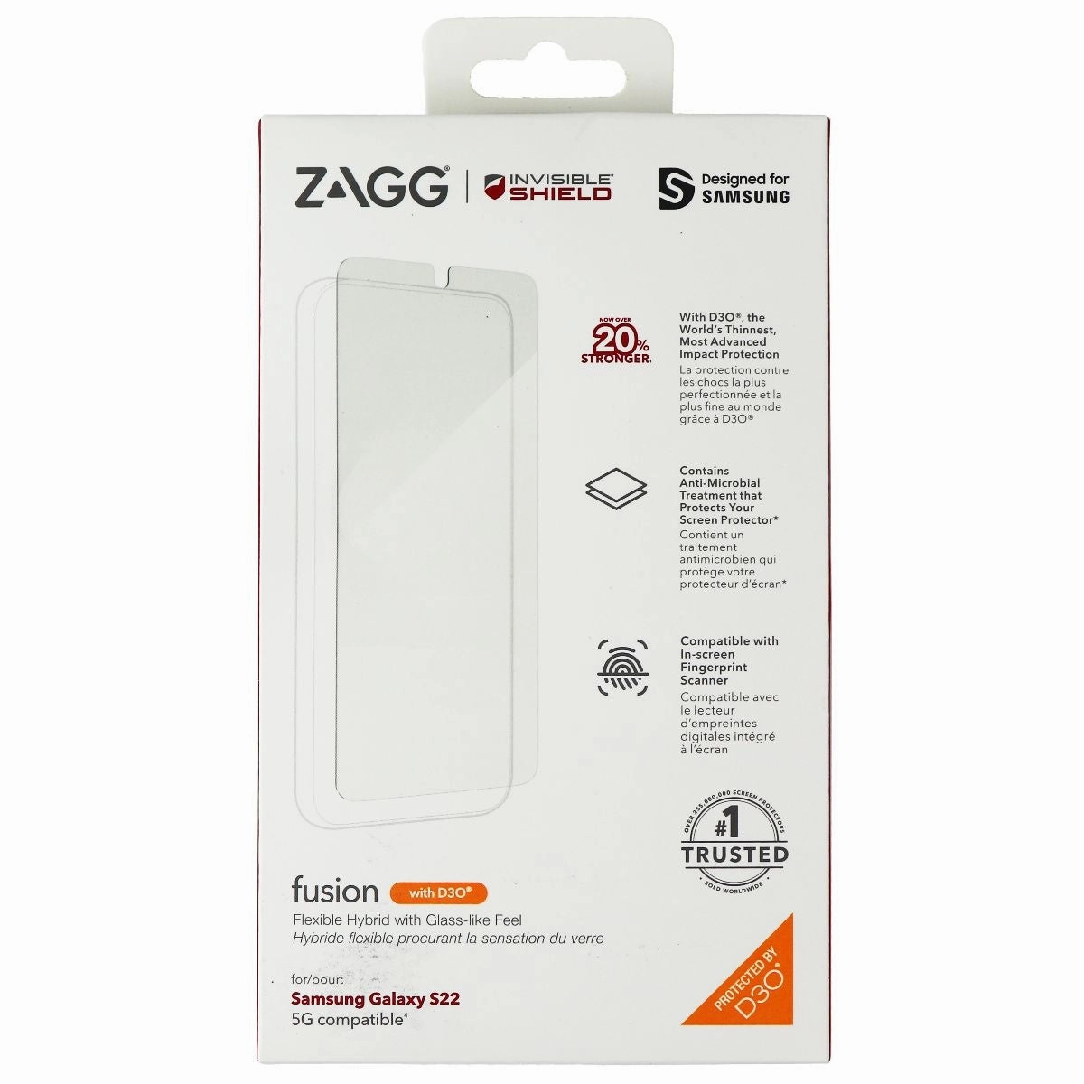 Touch Precision Plus Screen Durability Guard ZAGG InvisibleShield Fusion Screen Protector with D3O for Samsung Galaxy S22
