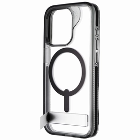 Soft Layer Texture ZAGG Santa Cruz Snap Kickstand Case for MagSafe for iPhone 15 Pro - Black/Clear