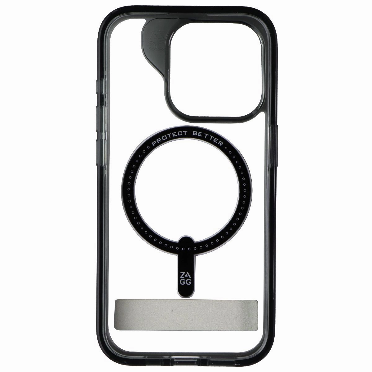 Camera Protection ZAGG Santa Cruz Snap Kickstand Case for MagSafe for iPhone 15 Pro - Black/Clear