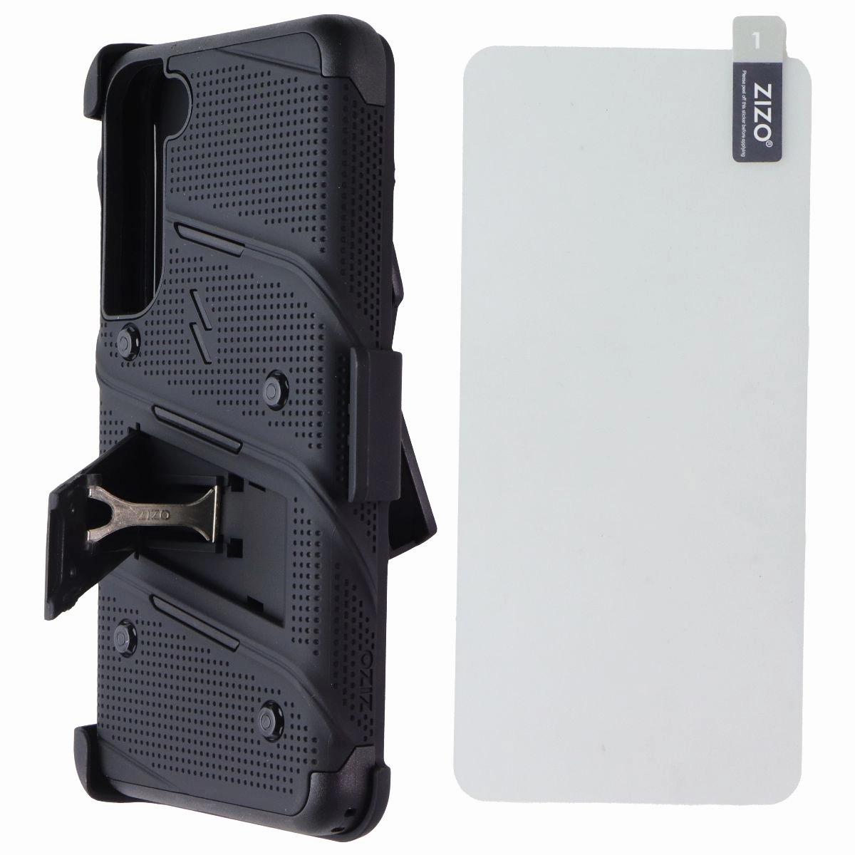 ZIZO Bolt Bundle with Case/Holster/Glass for Samsung Galaxy S23 Plus - Black Hybrid Texture Layer