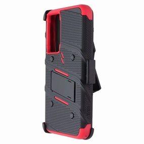 Soft Cushion Zizo Bolt Series Case and Holster for Samsung Galaxy A35 - Black/Red